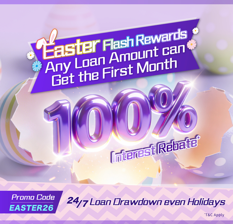 【Easter Flash offer】New customers who apply for X Cash.AI enjoy 100% interest rebate*!