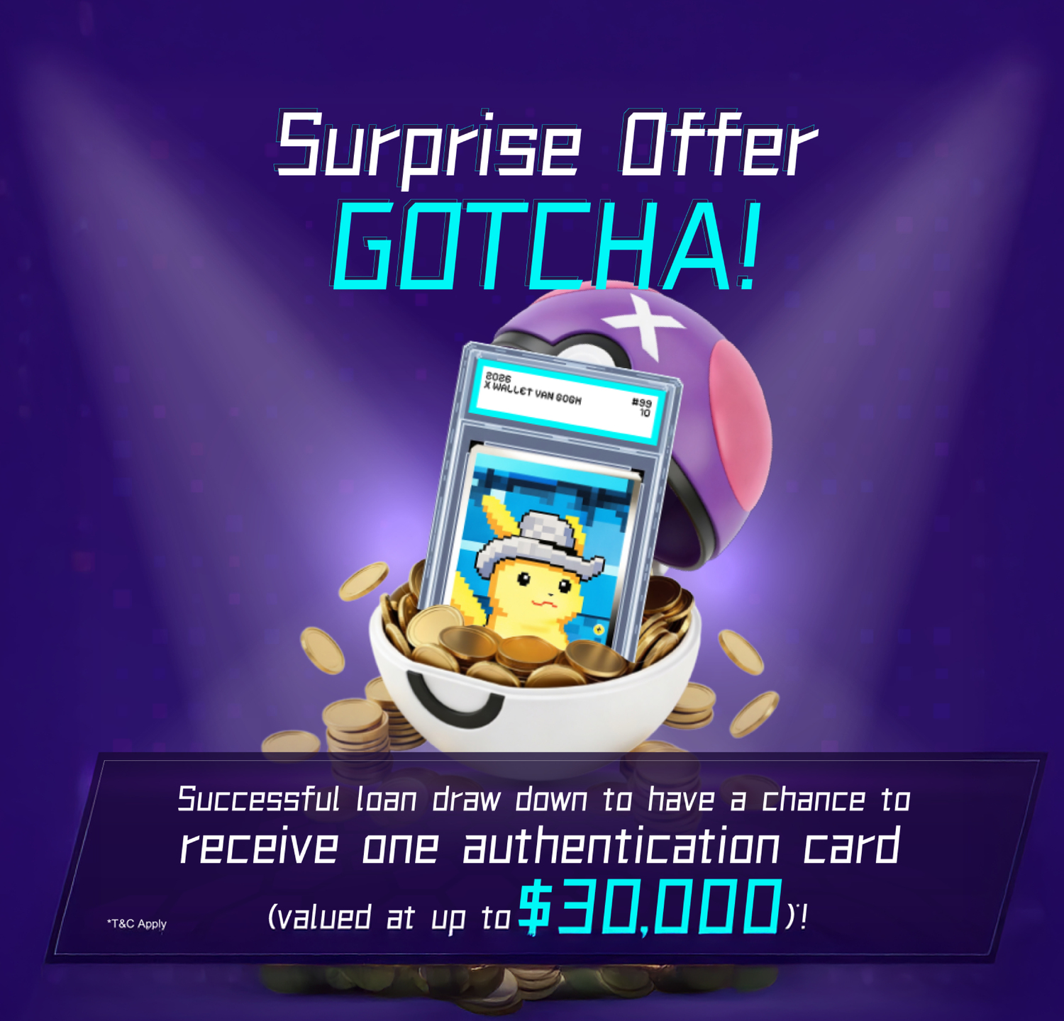 【Surprise Offer GOTCHA!】Once your loan is successfully draw down, you may have the opportunity to receive one authentication card valued at up to $30,000